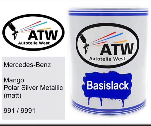 Mercedes-Benz, Mango Polar Silver Metallic (matt), 991 / 9991: 1L Lackdose, von ATW Autoteile West.